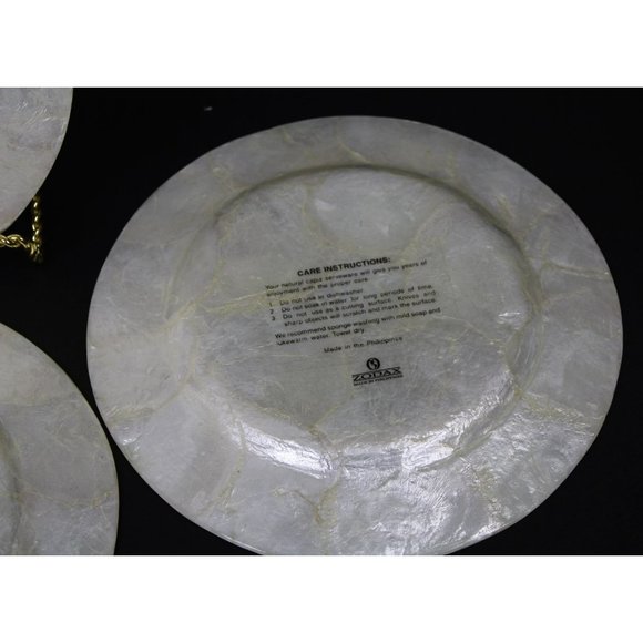 Set of 6 Capiz Serveware Floral Plates From Philippines - Picture 12 of 15